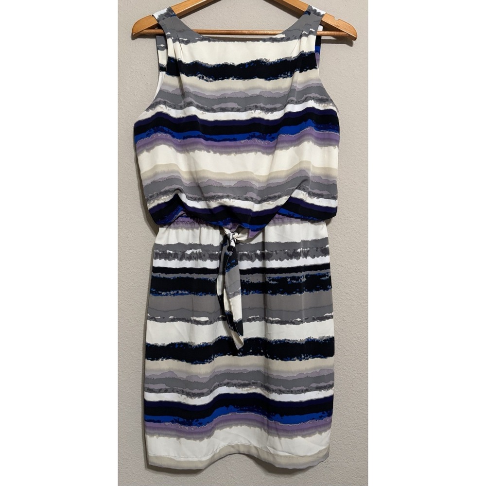Daisy Fuentes Blouson Dress Size M Sleeveless Watercolor‎ Coastal Beachy